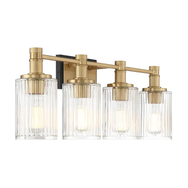 Concord 4-Light Bathroom Vanity in Matte Black with Warm Brass - Image 4