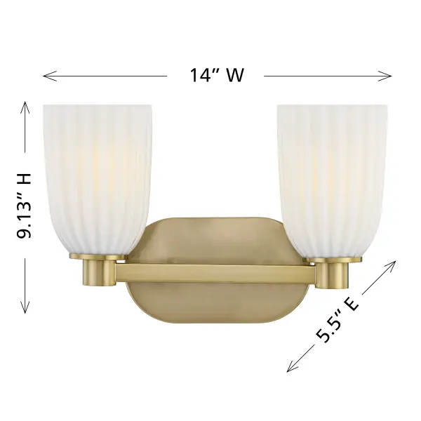 Baldwin 2-Light Bathroom Vanity Light in Noble Brass - Image 6