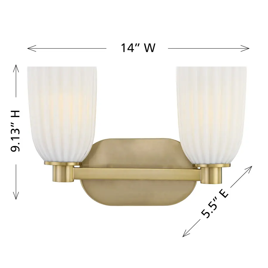 Baldwin 2-Light Bathroom Vanity Light in Noble Brass - Image 6
