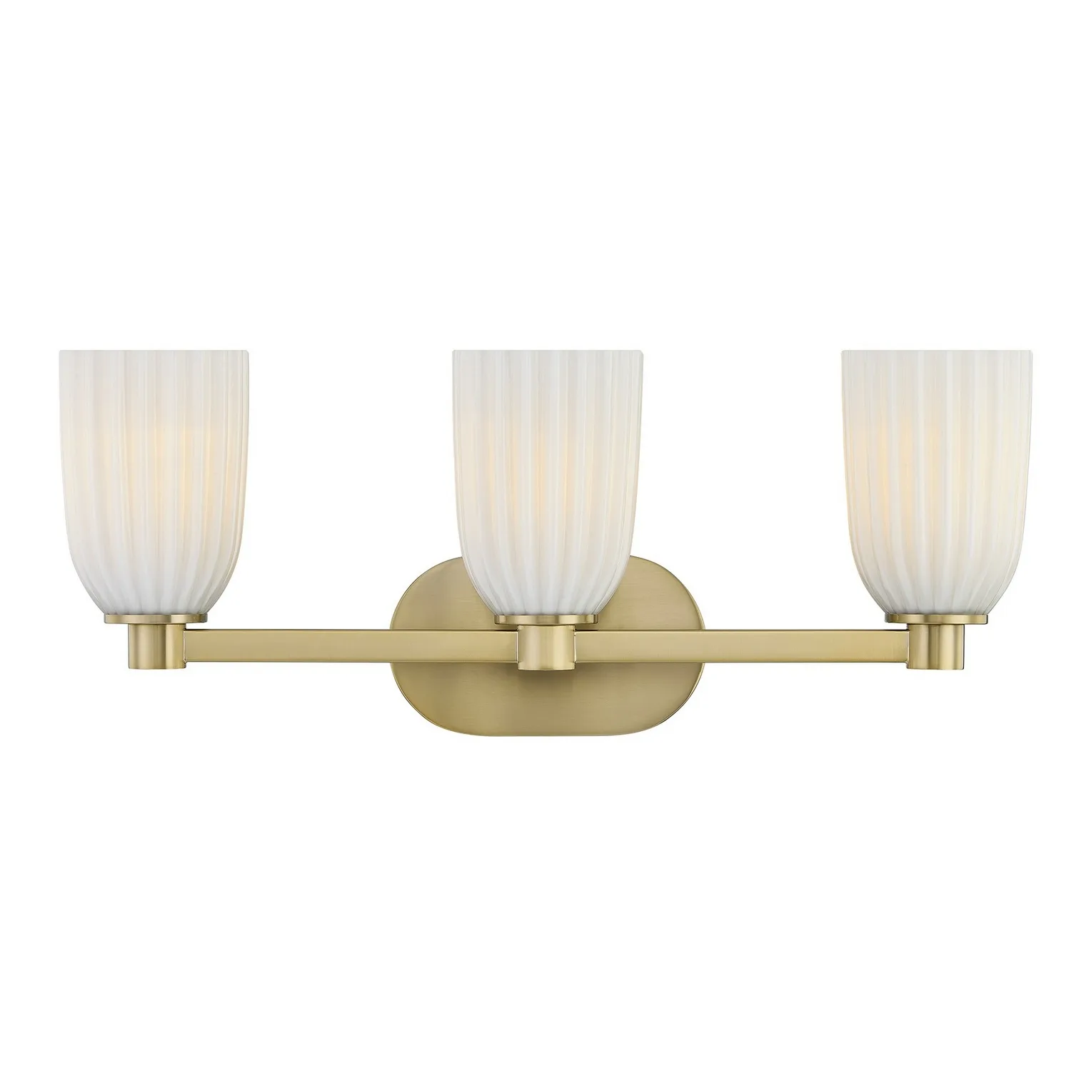 Baldwin Three Light Bathroom Vanity in Noble Brass