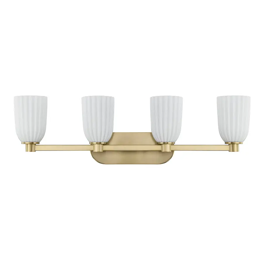 Baldwin 4-Light Bathroom Vanity Light in Noble Brass - Image 2