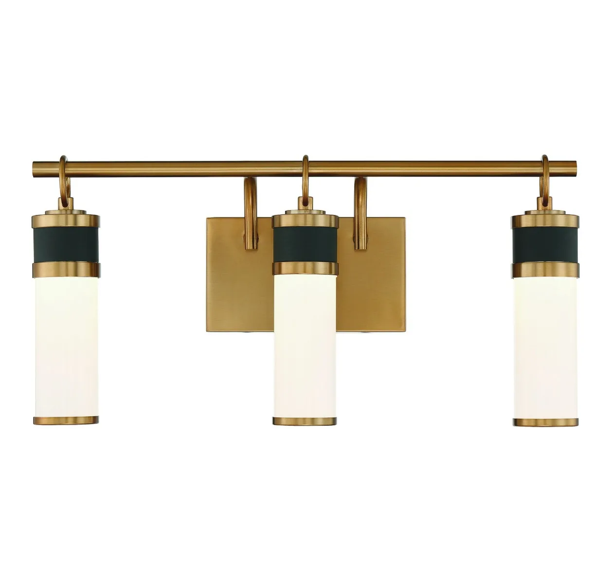 Abel 3-Light LED Bathroom Vanity Light in Matte Black with Warm Brass