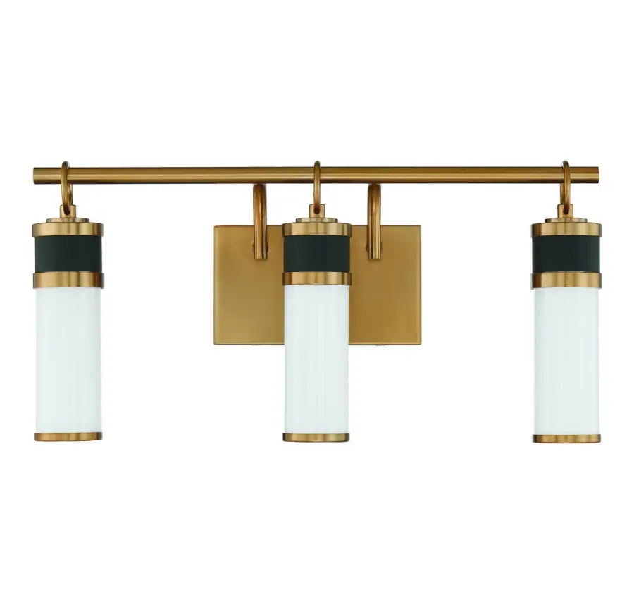Abel 3-Light LED Bathroom Vanity Light in Matte Black with Warm Brass Accents - Image 2