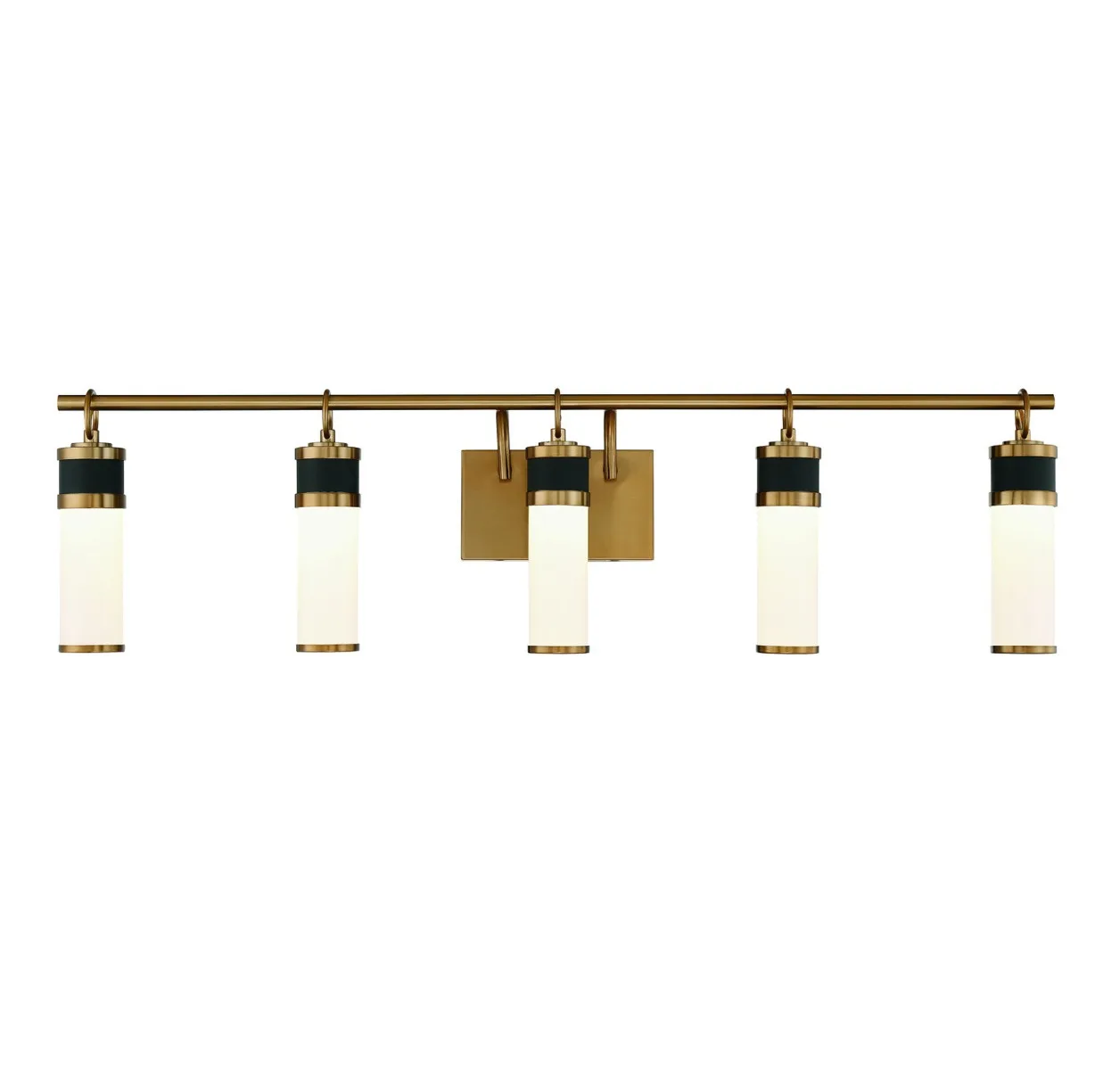 Abel 5-Light LED Bathroom Vanity Light in Matte Black with Warm Brass
