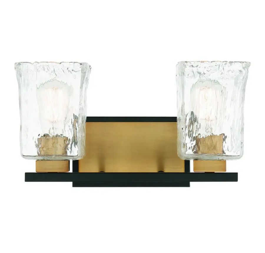 Sidney 2-Light Bathroom Vanity Light in Matte Black with Warm Brass Accents - Image 1