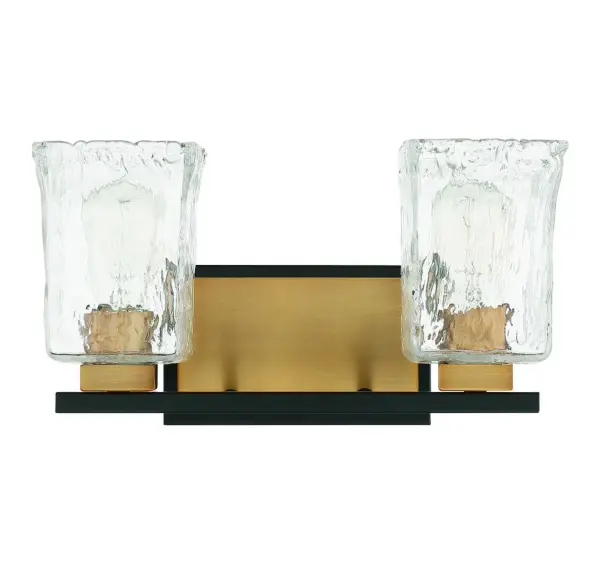 Sidney 2-Light Bathroom Vanity Light in Matte Black with Warm Brass Accents - Image 2