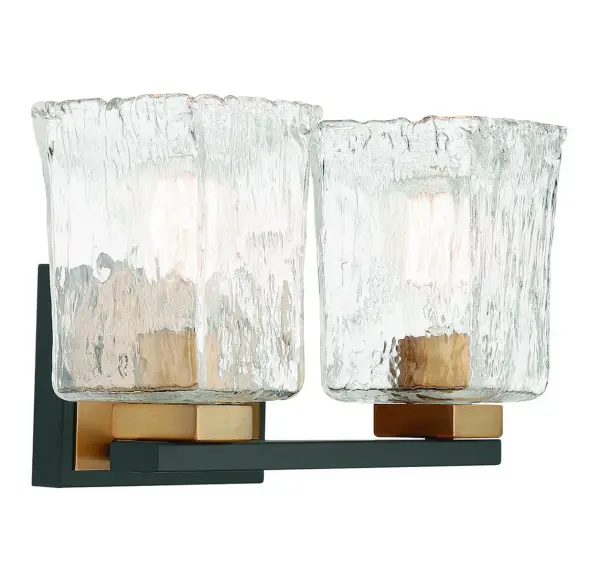Sidney 2-Light Bathroom Vanity Light in Matte Black with Warm Brass Accents - Image 4
