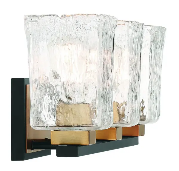 Sidney 3-Light Bathroom Vanity Light in Matte Black with Warm Brass Accents - Image 5