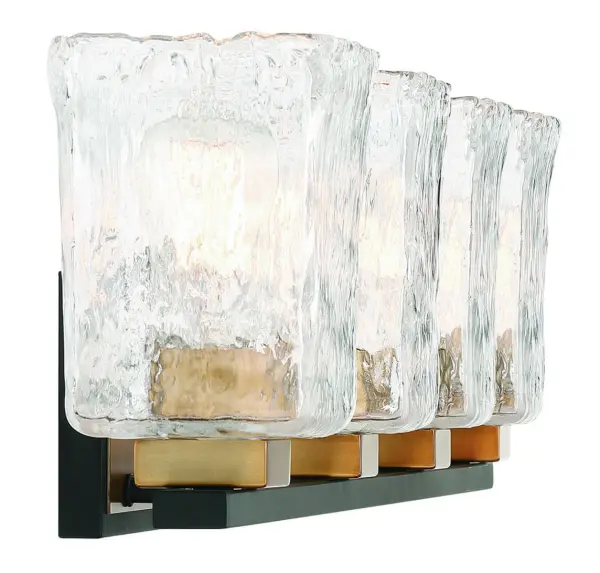 Sidney 4-Light Bathroom Vanity Light in Matte Black with Warm Brass Accents - Image 5