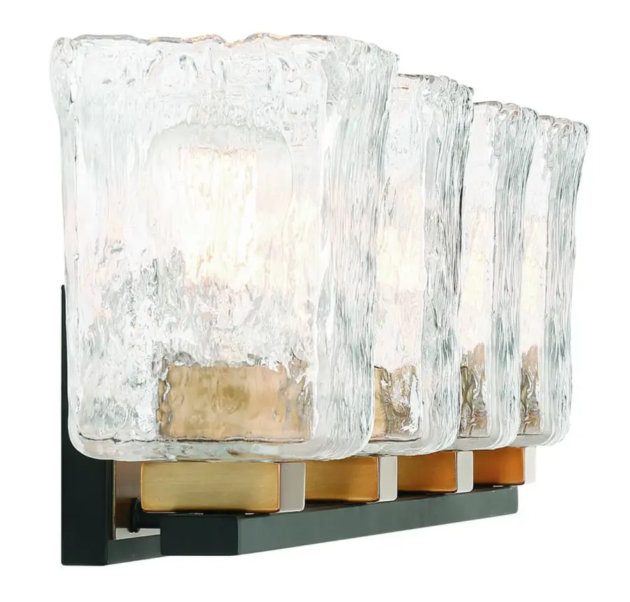 Sidney 4-Light Bathroom Vanity Light in Matte Black with Warm Brass Accents - Image 5