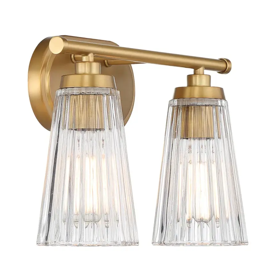 Chantilly Two Light Bathroom Vanity in Warm Brass - Image 3