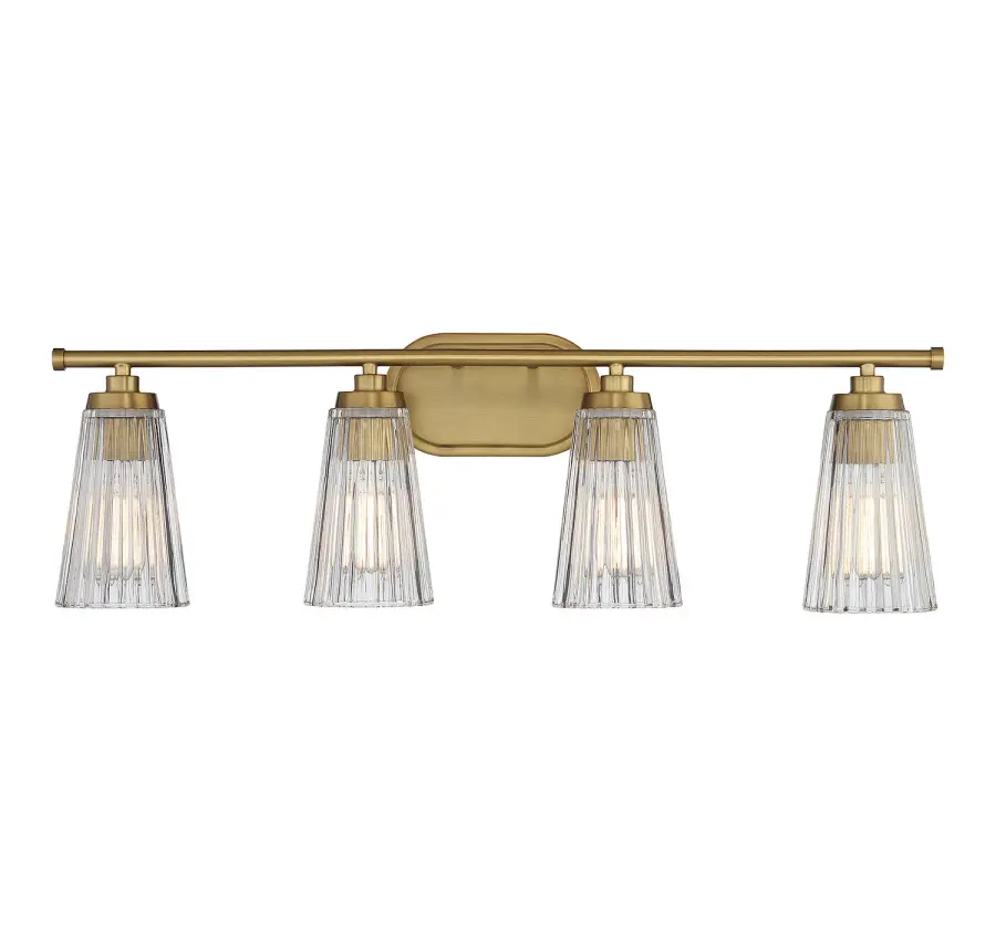 Chantilly Four Light Bathroom Vanity in Warm Brass - Image 1