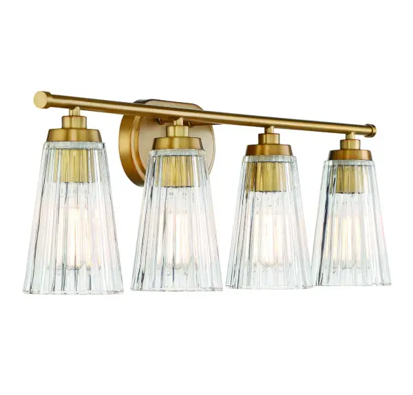 Chantilly Four Light Bathroom Vanity in Warm Brass - Image 4
