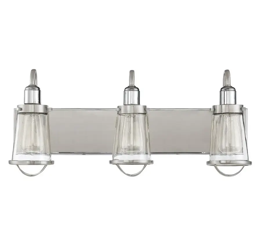 Lansing Three Light Bath Bar in Satin Nickel with Polished Nickel - Image 2