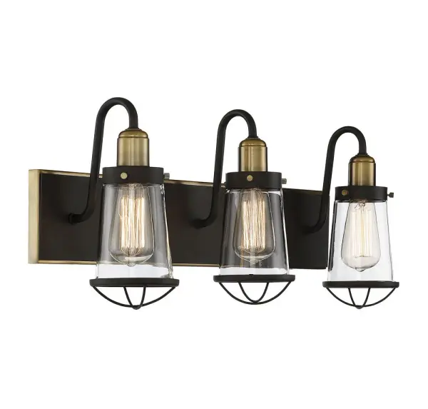 Lansing 3-Light Bathroom Vanity Light in English Bronze and Warm Brass - Image 4