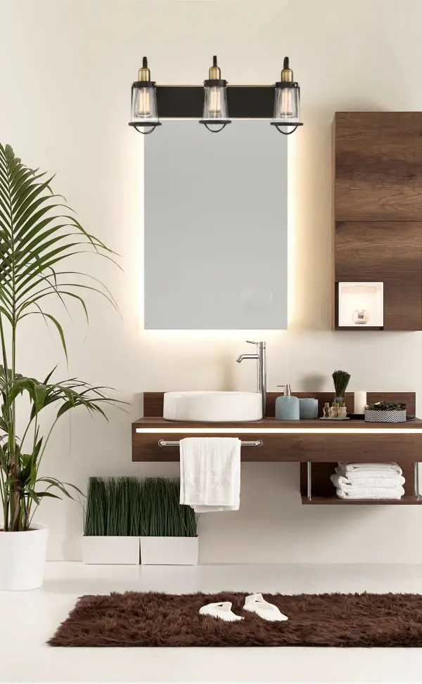 Lansing 3-Light Bathroom Vanity Light in English Bronze and Warm Brass - Image 7