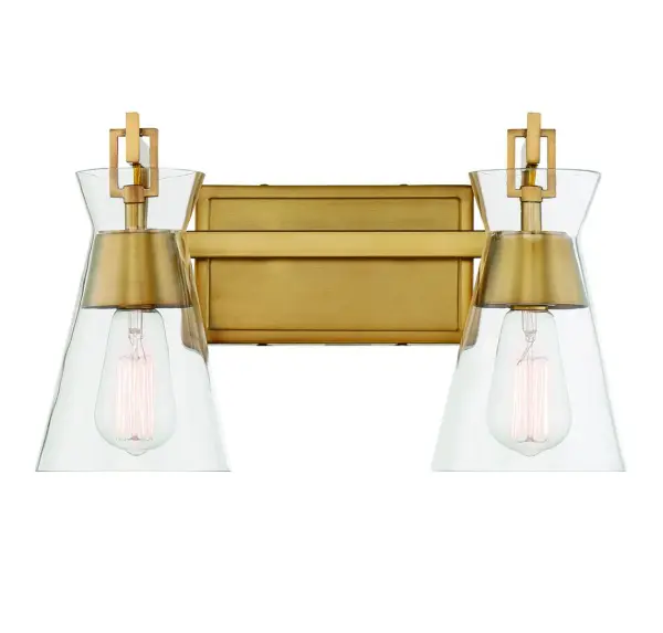 Lakewood Two Light Bathroom Vanity in Warm Brass - Image 1