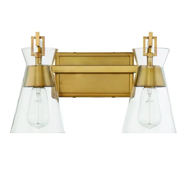 Lakewood Two Light Bathroom Vanity in Warm Brass - Image 2