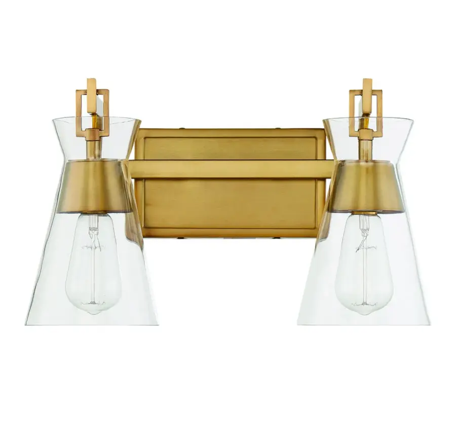 Lakewood Two Light Bathroom Vanity in Warm Brass - Image 2