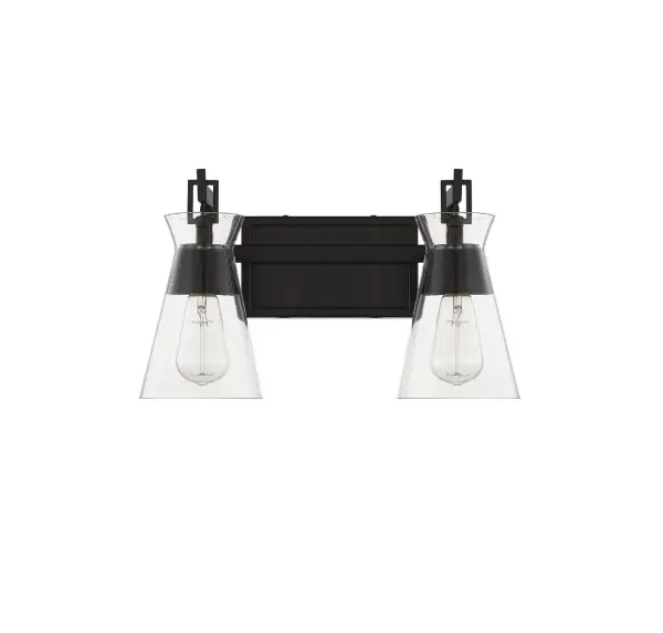 Lakewood 2-Light Bathroom Vanity Light in Matte Black - Image 2