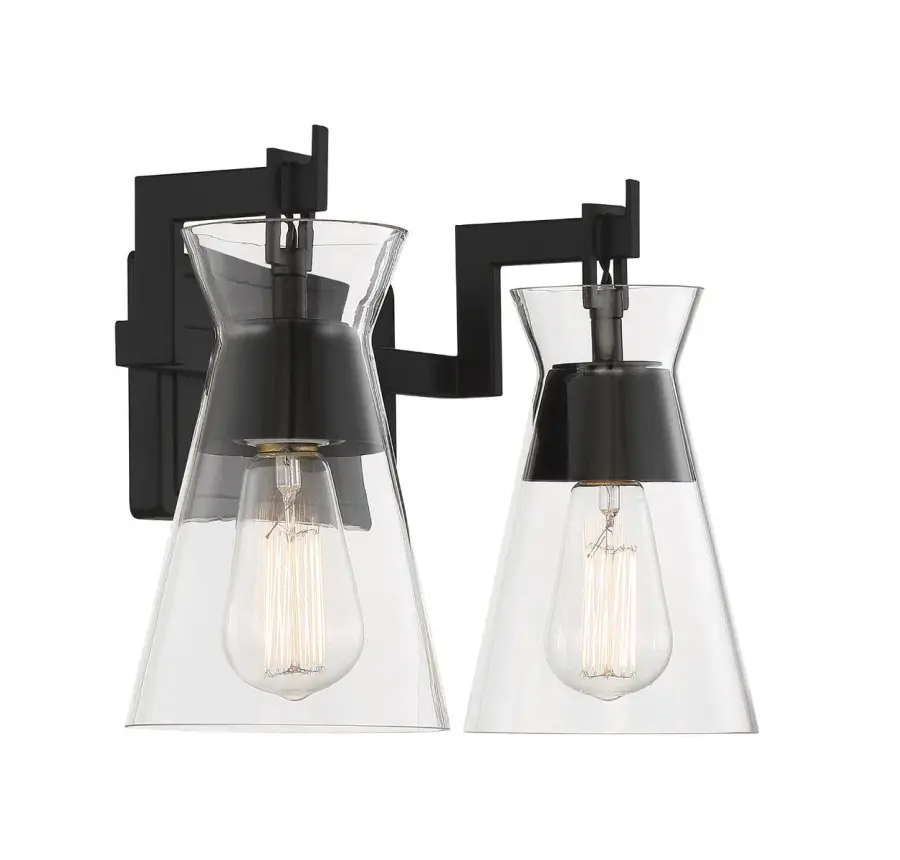 Lakewood 2-Light Bathroom Vanity Light in Matte Black - Image 4