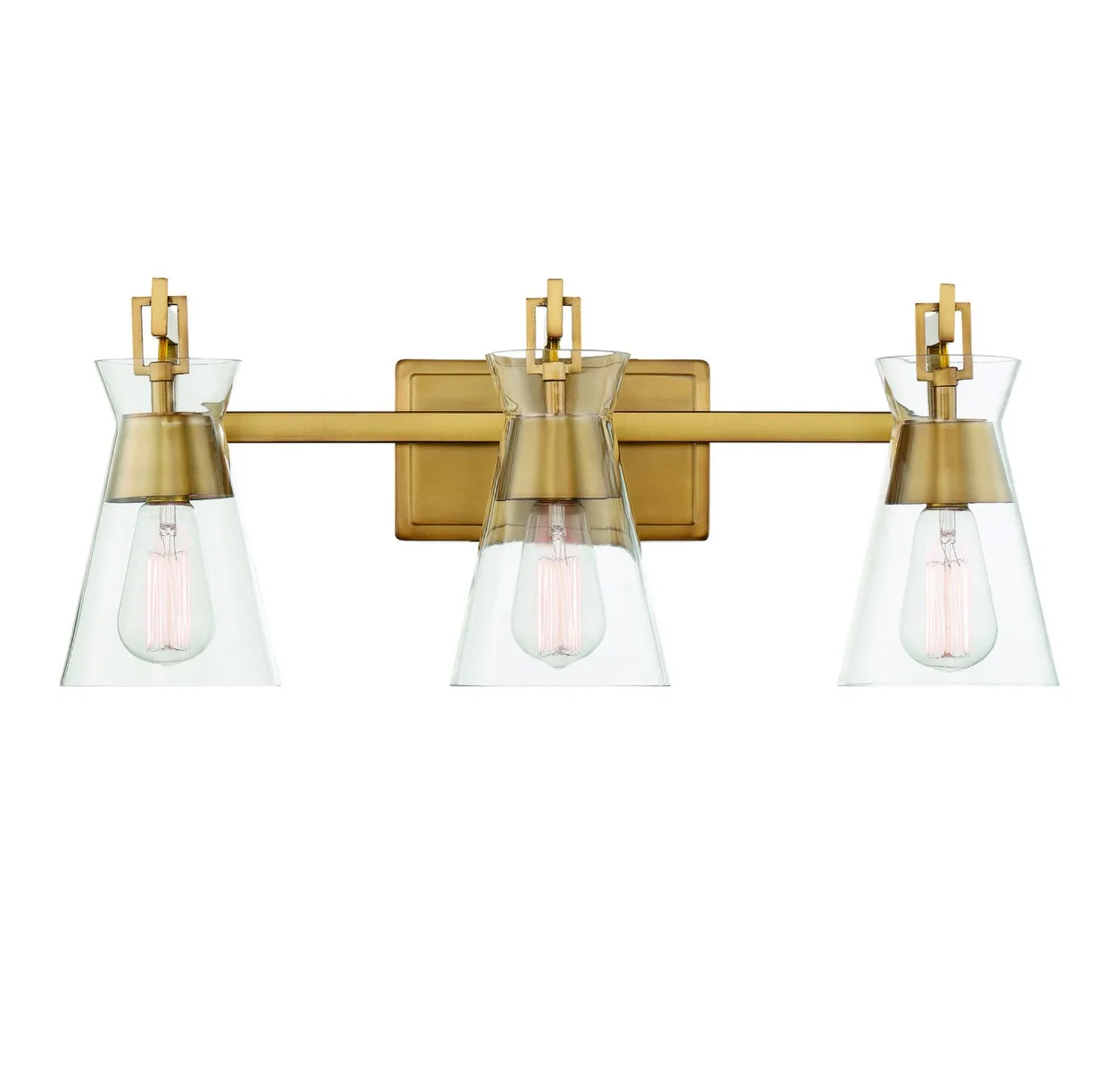 Lakewood Three Light Bathroom Vanity in Warm Brass