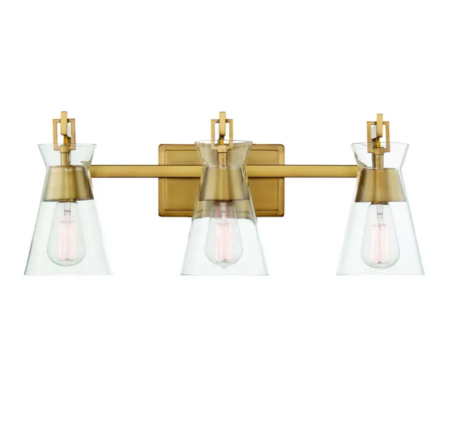 Lakewood Three Light Bathroom Vanity in Warm Brass - Image 1