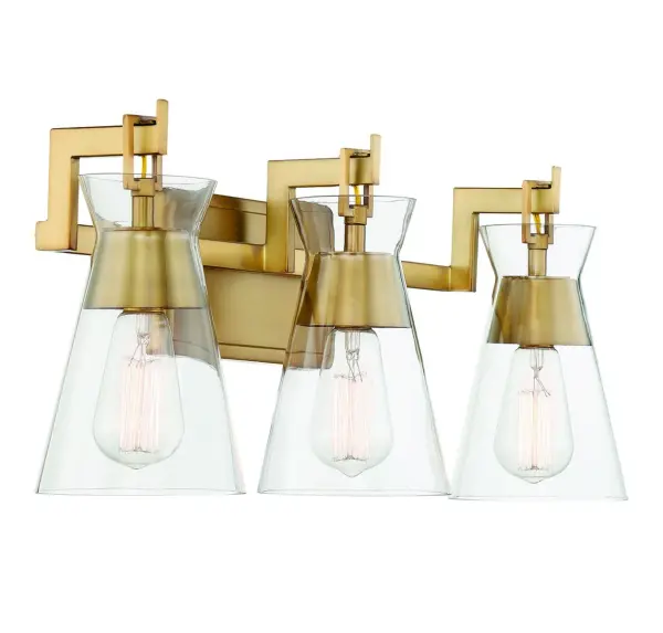 Lakewood Three Light Bathroom Vanity in Warm Brass - Image 4