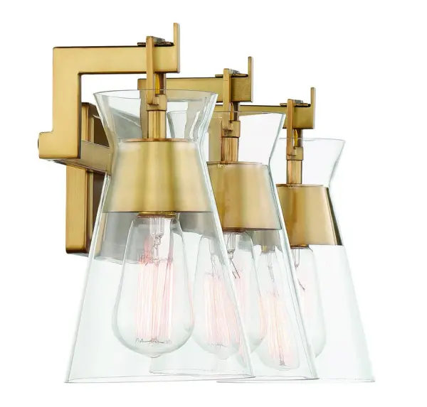 Lakewood Three Light Bathroom Vanity in Warm Brass - Image 5