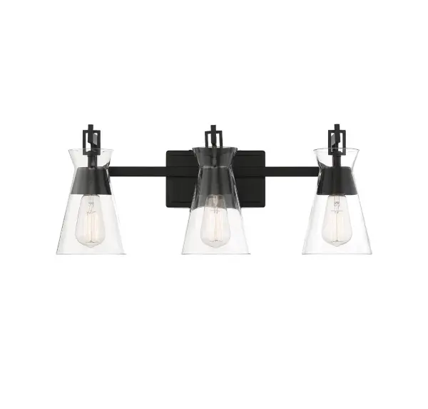 Lakewood 3-Light Bathroom Vanity Light in Matte Black - Image 1