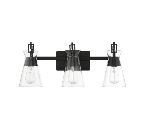 Lakewood 3-Light Bathroom Vanity Light in Matte Black - Image 2