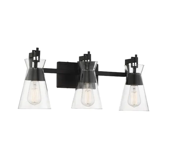 Lakewood 3-Light Bathroom Vanity Light in Matte Black - Image 3