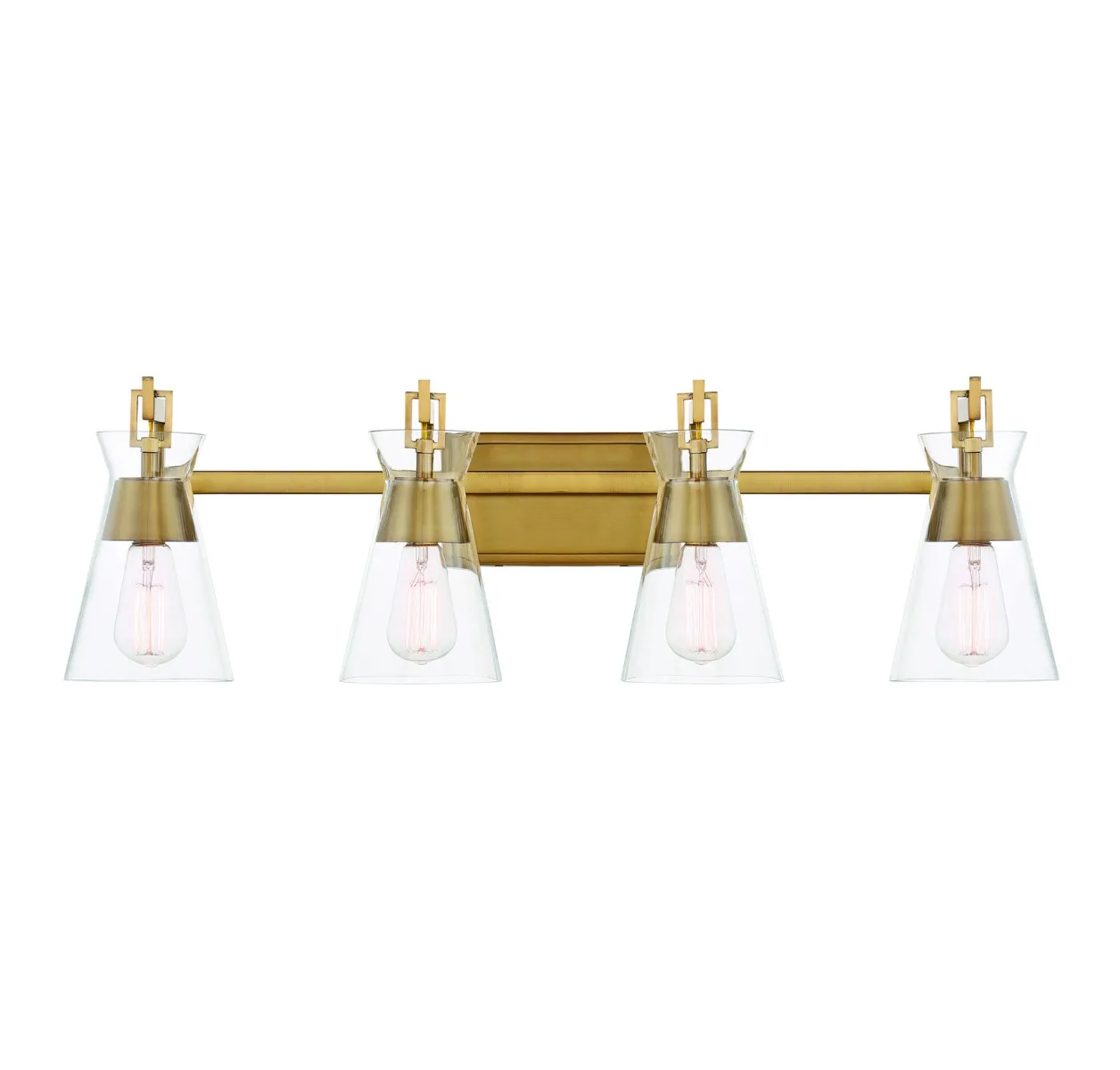 Lakewood Four Light Bathroom Vanity in Warm Brass