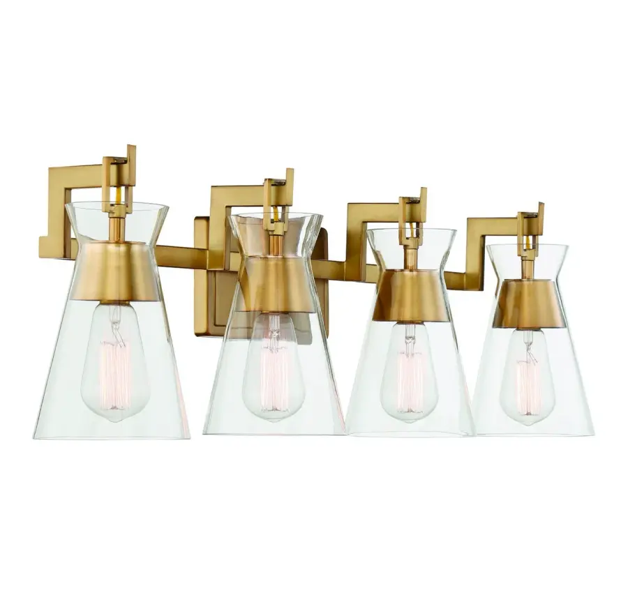 Lakewood Four Light Bathroom Vanity in Warm Brass - Image 4