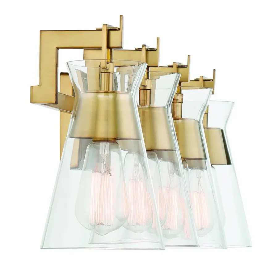 Lakewood Four Light Bathroom Vanity in Warm Brass - Image 5