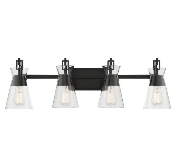 Lakewood 4-Light Bathroom Vanity Light in Matte Black - Image 1