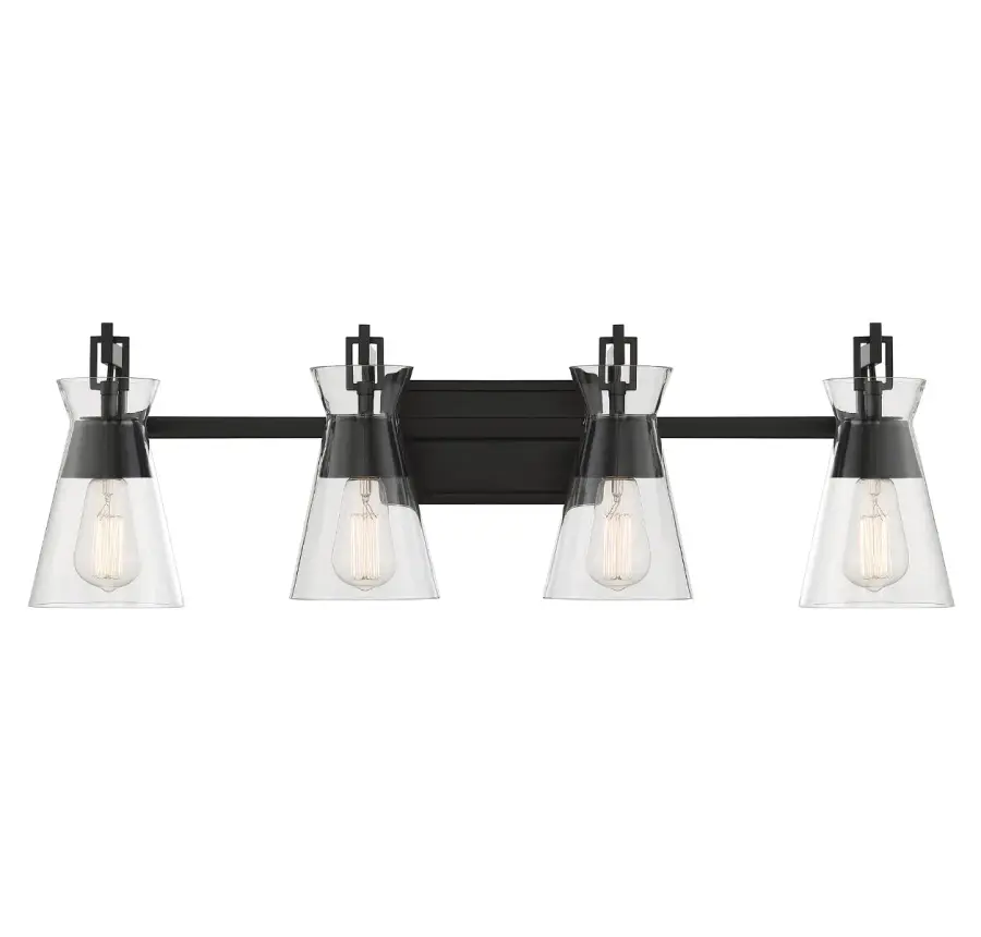 Lakewood 4-Light Bathroom Vanity Light in Matte Black - Image 1