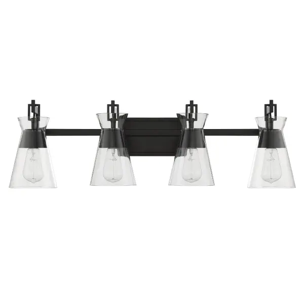 Lakewood 4-Light Bathroom Vanity Light in Matte Black - Image 2