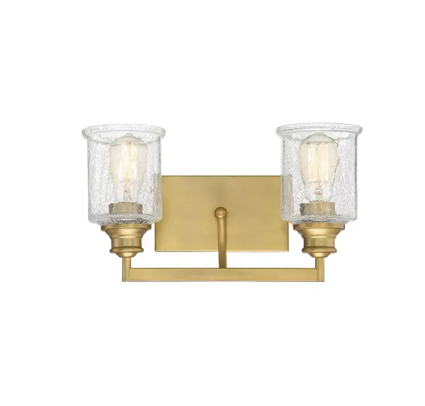 Hampton 2-Light Bathroom Vanity Light in Warm Brass - Image 2