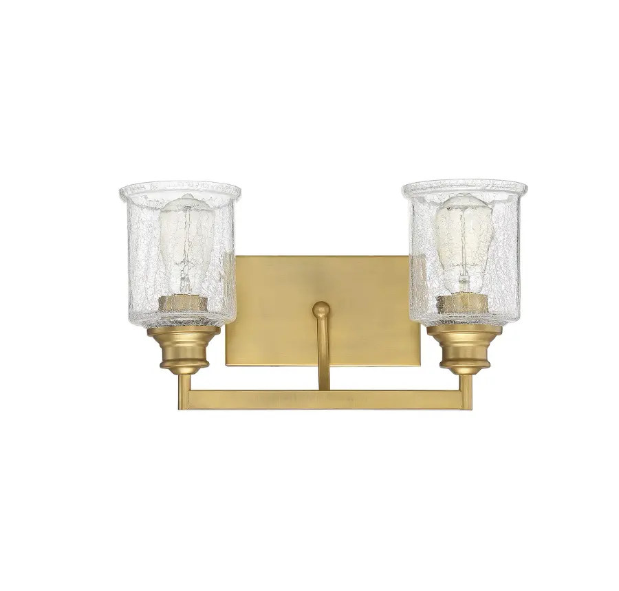 Hampton 2-Light Bathroom Vanity Light in Warm Brass - Image 4