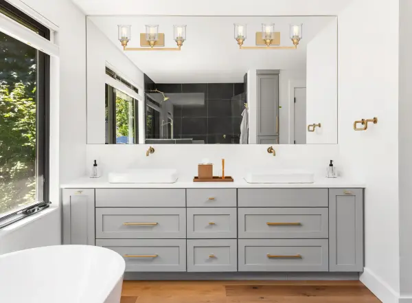 Hampton 3-Light Bathroom Vanity Light in Warm Brass - Image 13