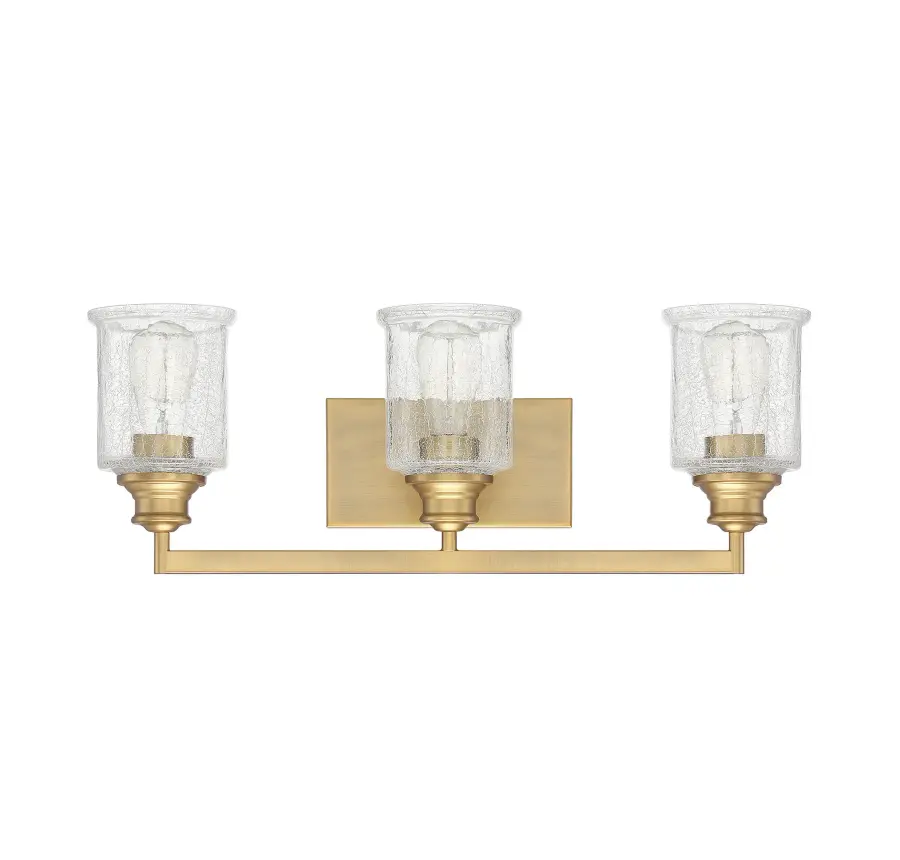 Hampton 3-Light Bathroom Vanity Light in Warm Brass - Image 4