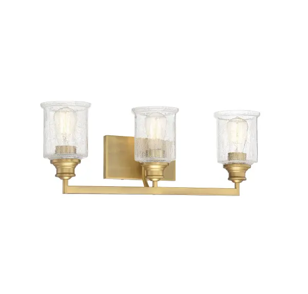Hampton 3-Light Bathroom Vanity Light in Warm Brass - Image 6