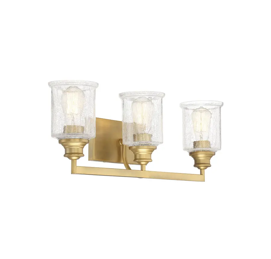 Hampton 3-Light Bathroom Vanity Light in Warm Brass - Image 7