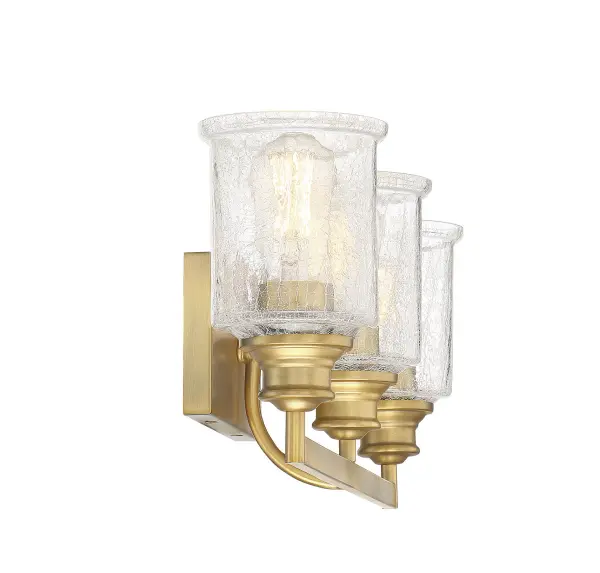 Hampton 3-Light Bathroom Vanity Light in Warm Brass - Image 10