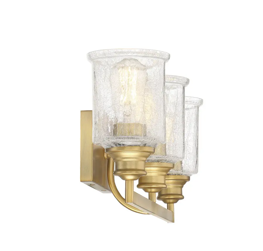 Hampton 3-Light Bathroom Vanity Light in Warm Brass - Image 10