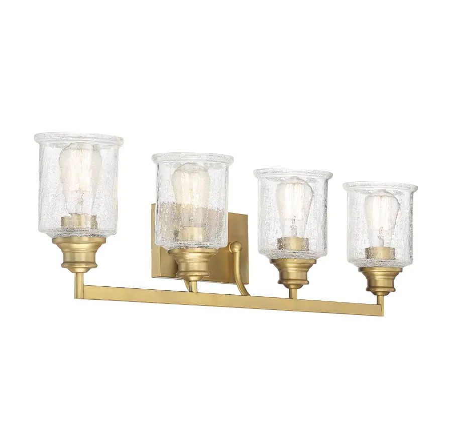 Hampton 4-Light Bathroom Vanity Light in Warm Brass - Image 8