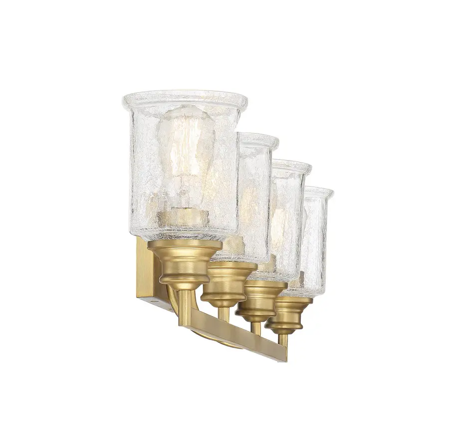 Hampton 4-Light Bathroom Vanity Light in Warm Brass - Image 9