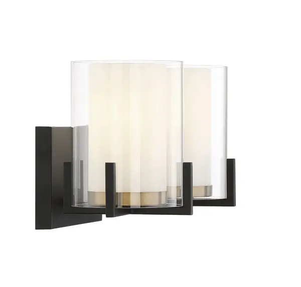 Eaton 2-Light Bathroom Vanity Light in Matte Black with Warm Brass Accents - Image 5