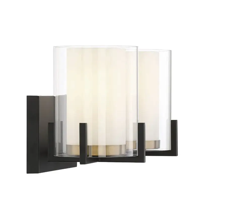 Eaton 2-Light Bathroom Vanity Light in Matte Black with Warm Brass Accents - Image 5